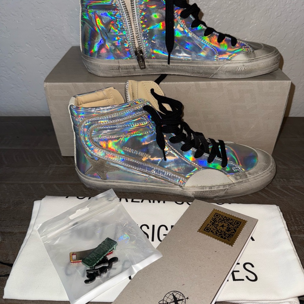Golden Goose Slides Holographic Sneakers